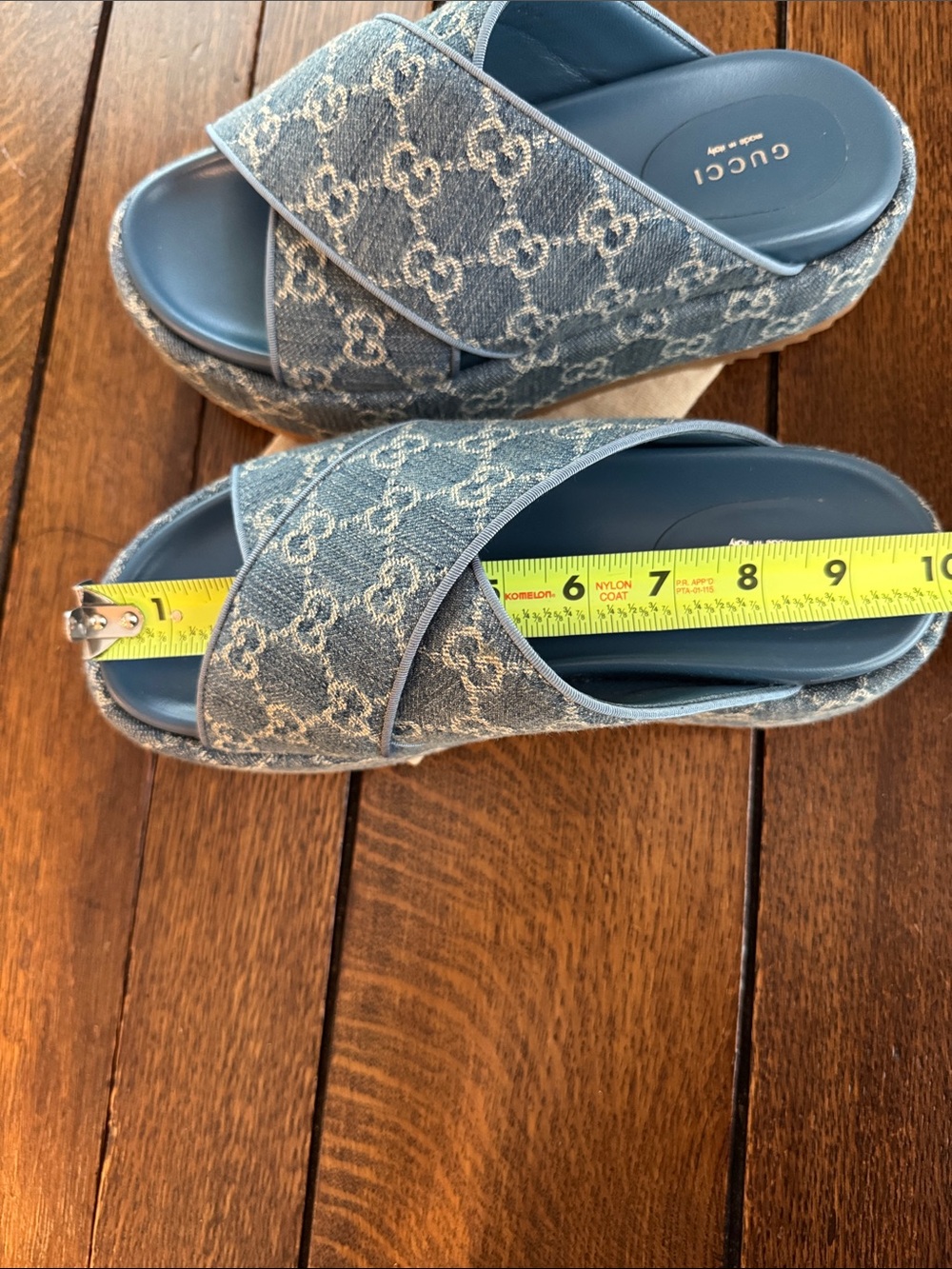 Gucci Denim GG Crossband Angelina Sandals in Blue Denim - Picture 7 of 8